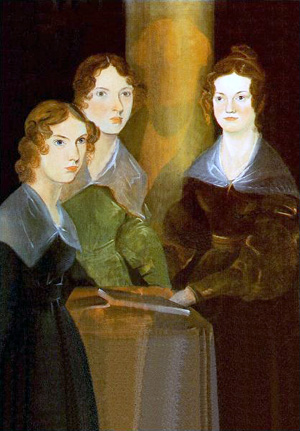 Brontë nővérek, Anne, Emily és Charlotte - középen Branwell Brontë, a festő árnyéka látszik, 1834 (Forrás: Wikipédia)