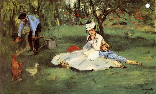 Édouard Manet - Monet csaladjával a kertben Argenteuil-ben, 1874