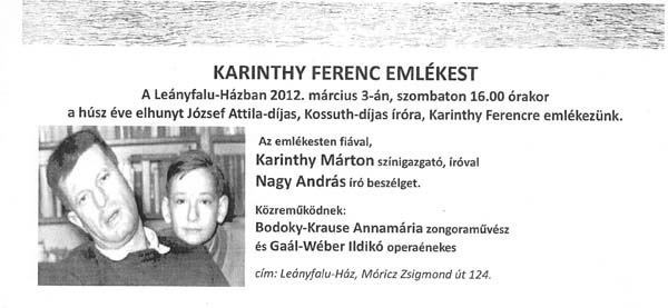 Karinthy Ferenc-est Leányfalun