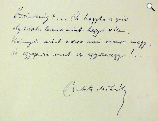 Babits Mihály Őszinteség, kézirat