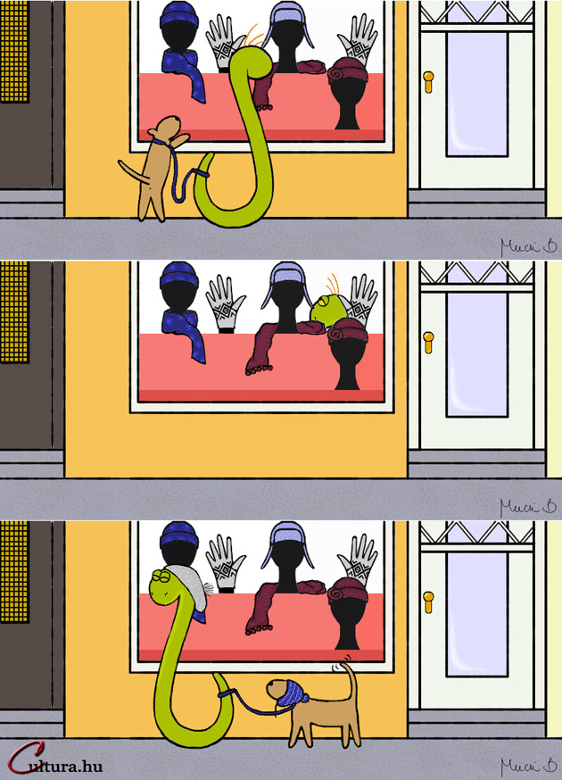 Byron, a Kígyó vásárol (Rajzolta: Mucsi Boglárka)