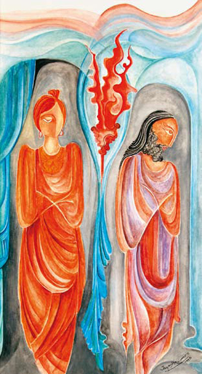 Hermann Hesse: Sziddhárta (illusztráció, Sziddhárta engedélyt kér atyjától, hogy elhagyhassa a szülői házat)