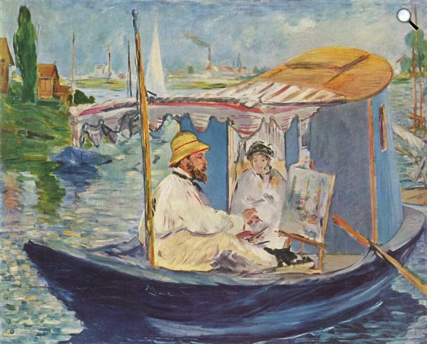 Édouard Manet: Claude Monet műterme egy bárkán, 1874