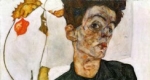 Egon Schiele: Önarckép lampionvirággal, 1912 (részlet)