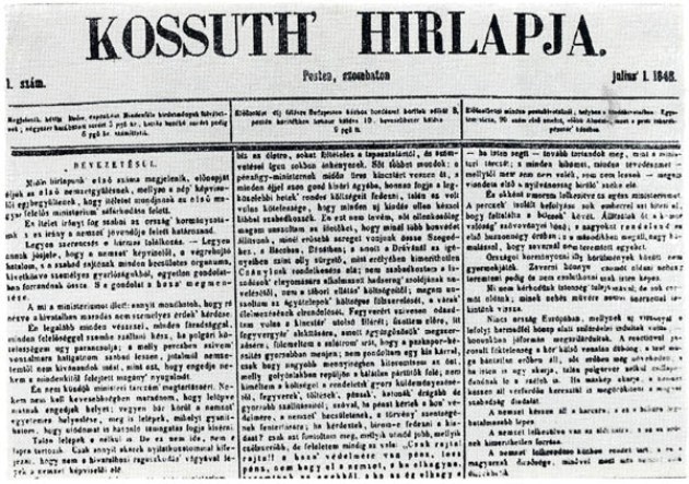 Kossuth Hirlapja, 1848. július 1. (Forás: OSZK)
