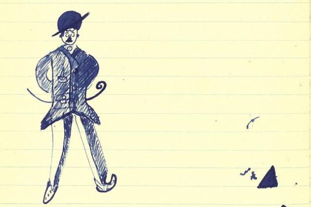 Samuel Beckett: Chaplin-rajz (Forrás: Sothebys.com)