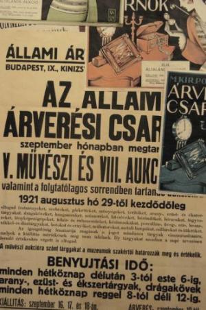 árverési csarnok plakátja, 1921 (Forrás: bav.hu)