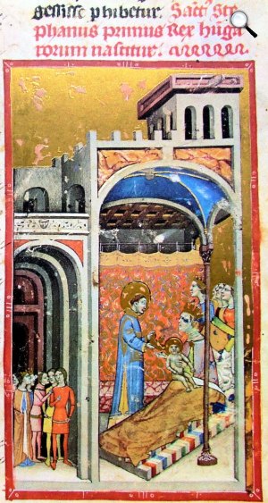 Chronicon Pictum: Szent István születése (Forrás: Wikiipédia)