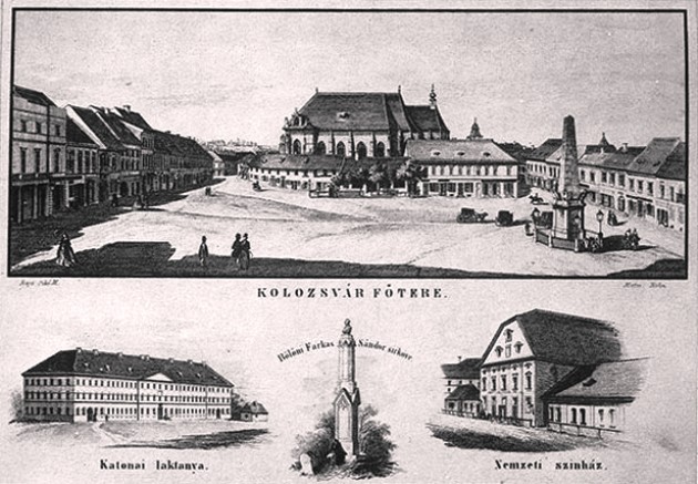 Kolozsvár főtere, XIX. sz. (Forrás: MEK. OSZK)