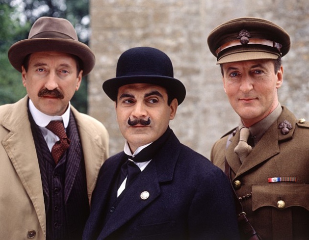 Poirot, David Suchet (Poirot), Hugh Fraser (Hastings kapitány), Philip Jackson (Japp főfelügyelő) (Fotó: Agatha Christie/Facebook)
