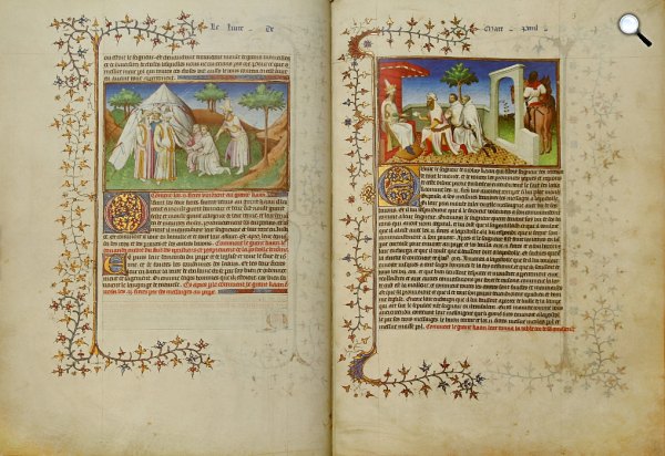 egy díszesen illusztrált oldalpár Marco Polo könyvéből, 1298-1299