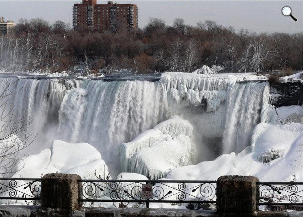 jég és hó borítja a tájat a Niagara-vízesésnél New York államban (fotó: Pinterest)