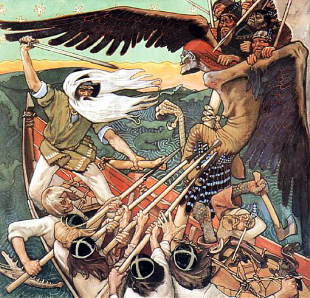 Akseli Gallen-Kallela: A Szampó védői, Kalevala-illusztráció, 1896