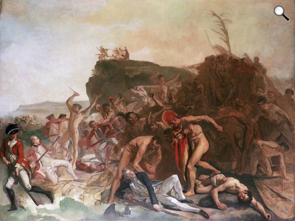 Johann Zoffan: Cook kapitány halála, 1795 (foró: Wikimédia)