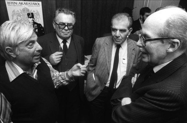 Bacsó Péter és Habsburg Ottó, 1989. március 1. (MTI Fotó: Friedmann Endre)