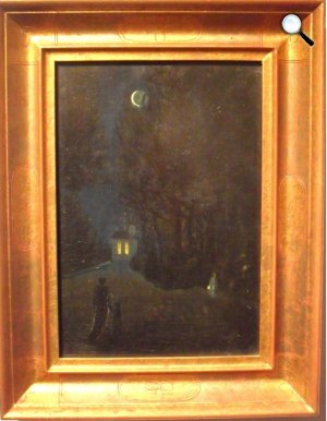 Csontváry Kosztka Tivadar: Éjszakai jelenet kápolnával és alakokkal (Fotó: MODEM)