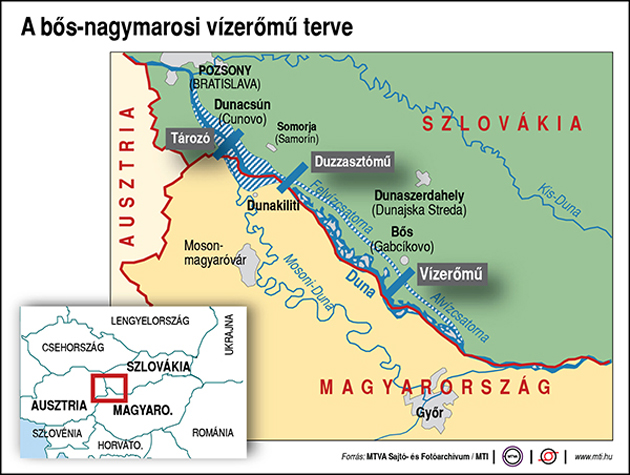 A bős-nagymarosi vízerőmű terve (Forrás: MTVA/MTI)