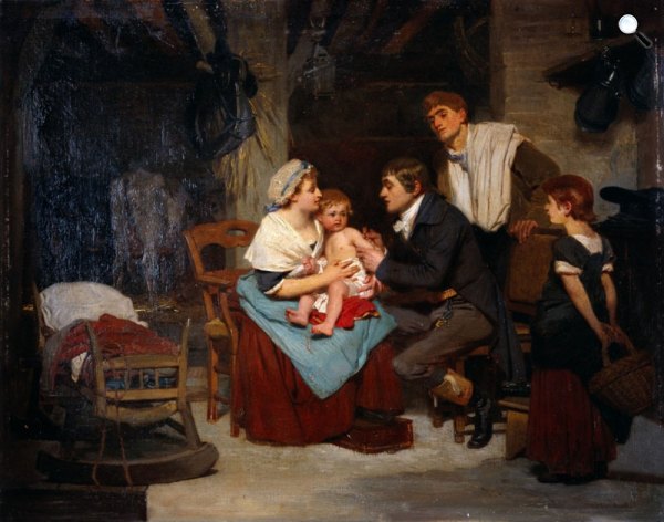Eugene-Ernest Hillemacher: Edward Jenner gyógyít, 1884 (Fotó: Wellcome Library)