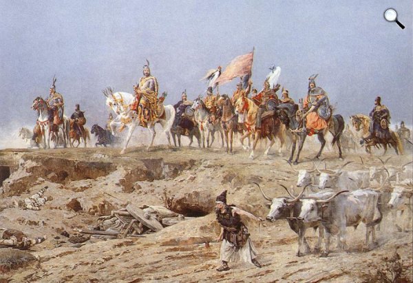 Feszty Árpád: A magyarok bejövetele (Fotó: Wikipédia, Árpád fejedelem)