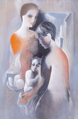Kádár Béla: Anya két gyermekével, 1934 (Fotó: viragjuditgaleria.hu)