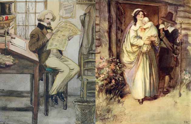 Nathaniel Hawthorne: A skarlát betű, Eredeti vízfestés, Hugh Thomson (Fotó: hawthorneinsalem.org