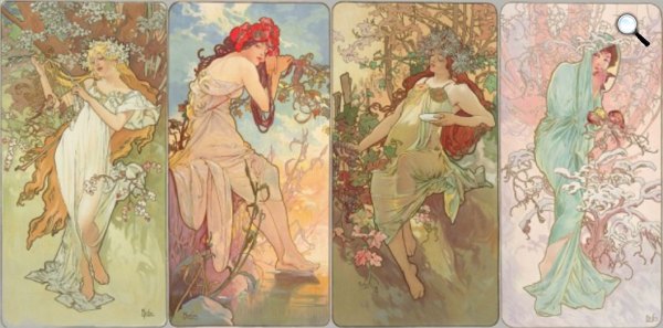 Alfons Mucha: Négy évszak: Tavasz, Nyár, Ősz, Tél, 1896 (Fotó: Wikimédia)