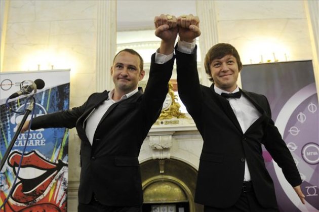 Karinthy-gyűrű 2014, Tóth Szabolcs és Bálint Ferenc, Szomszédnéni Produkciós Iroda(MTI Fotó: Kovács Attila)