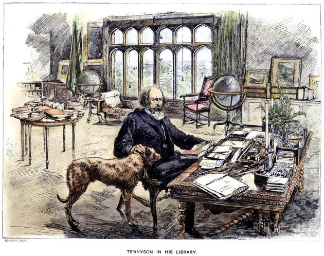Alfred Tennyson a könyvtárában (Fotó: Wikimédia)