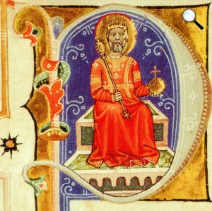 Szent István a trónon, Képes Krónika (Fotó: OSZK)