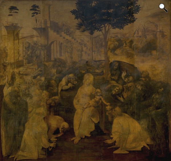 Leonardo da Vinci: Háromkirályok imádása (1481-82)  (Fotó: Wikimédia)