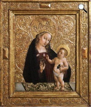 Madonna rózsával Kassáról, táblakép, 16. század eleje (Fotó: MNG)