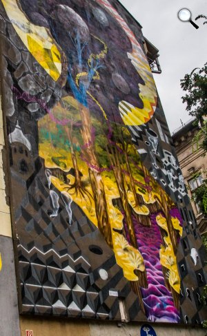 Obie Platon, Színes Város Budapest, tűzfal (Fotó: Farkas András)