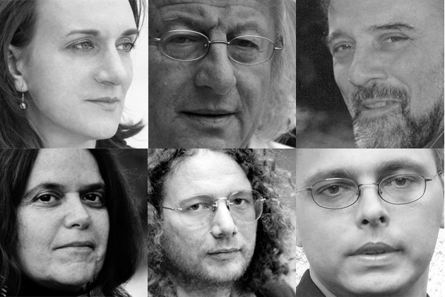 Terézia Mora, Esterházy Péter, Dalos György, Bán Zsófia,  Ingo Schulze, Dragomán György (Fotók: Müpa, Wikipédia)