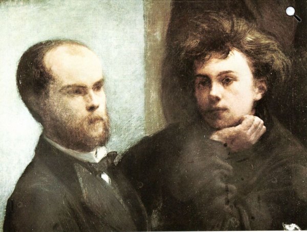 Henri Fantin-Latour: Asztalsarok, részlet, 1872, Verlaine (első balra) and Rimbaud (második balra) (Fotó: Musée dOrsay/Wikipédia)