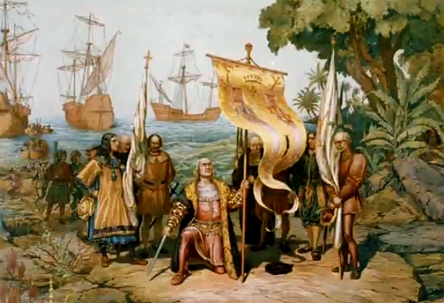  Kolumbusz Kristóf és az őslakosok találkozása, 1893 (Fotó: Wikipédia)