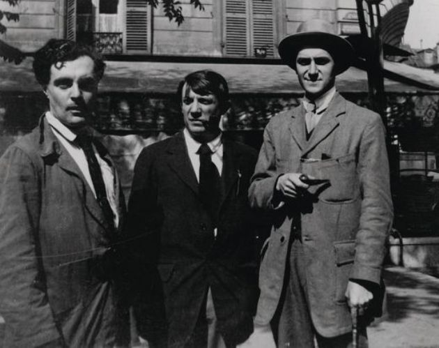 Amedeo Modigliani, Pablo Picasso, André Salmon, 1916 (Fotó: Jean Cocteau/Wikipédia)