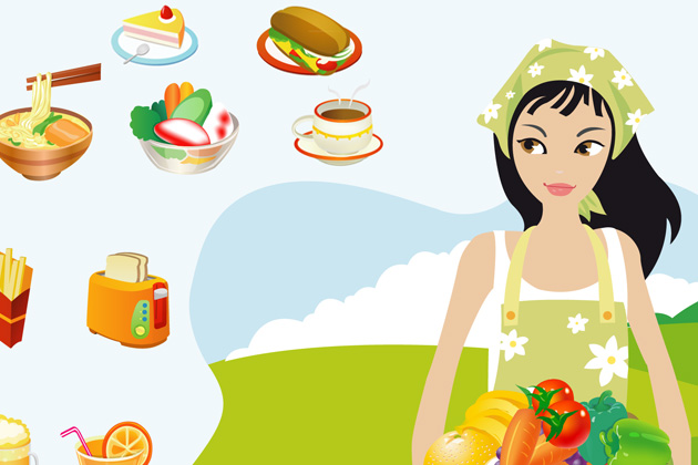 Egészség, ételek, nő