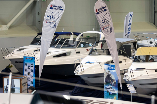 Motorcsónakok, Budapest Boat Show kiállítás, (MTI Fotó: Mohai Balázs)