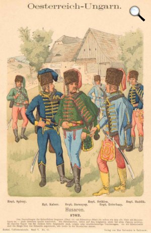 Osztrák és magyar huszárok, 1762 (Fotó: OSZK)