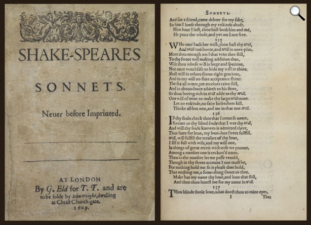 William Shakespeare: Szonettek, 1609 (Fotó: bl.uk)