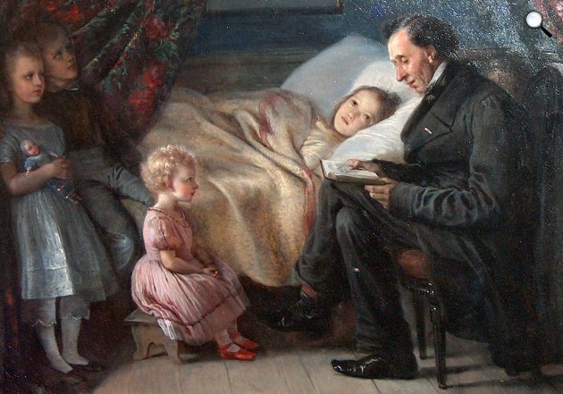 Elisabeth Jerichau-Baumann: Hans Christian Andersen gyerekeknek olvas, 1862 (Fotó: Wikiart)