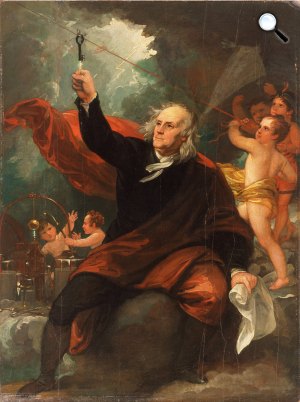 Benjamin West: Benjamin Franklin a villámhárító feltalálója, 1816 (Fotó: Wikiart)