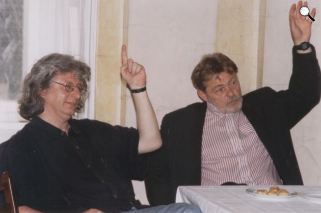 Esterházy Péter és Parti Nagy Lajos, 1998-ban (Fotó: DIA/PIM)