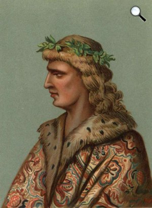 Mátyás király arcképe - Miniatura a londoni Corvin-kodexben (Fotó: OSZK)