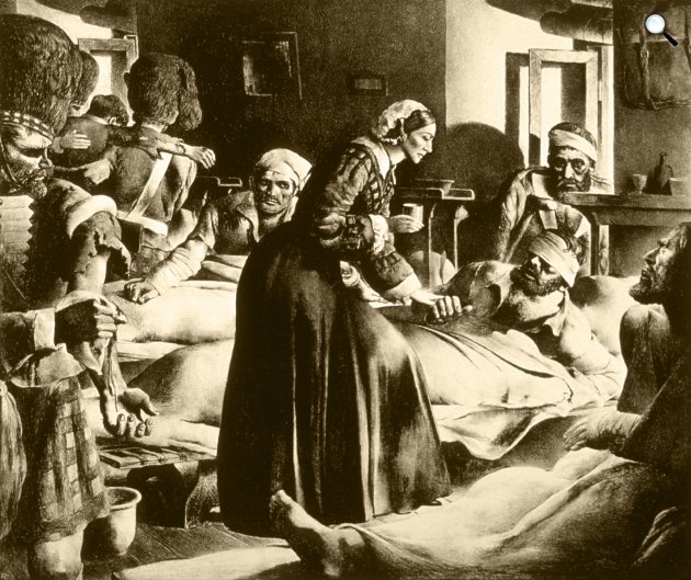 Florence Nightingale nővér munka közben (Fotó: Wikipédia)