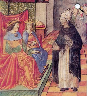 Hunyadi Mátyás király és Beatrix, corvina miniatúra  (Fotó: OSZK)