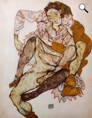 Egon Schiele: Ülő pár, Egon és Edith Schiele, 1915 (Fotó: Wikiart)