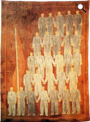 Ferenczy Noémi: Felvonulók - gobelin, 1949-1950  (Fotó: MEK/OSZK)