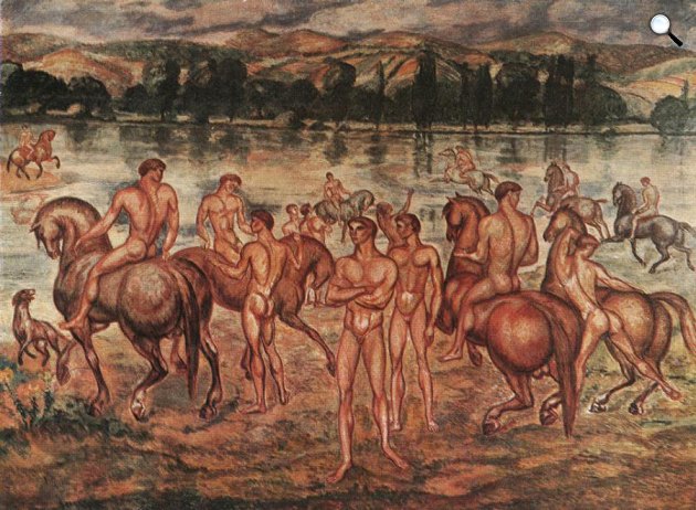 Kernstok Károly: Lovasok a víz partján, 1910 (Fotó: Wikiart)