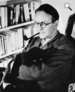 Raymond Chandler író és Taki nevű macskája (Fotó: Babelio)